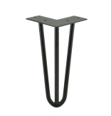 [25 CM] Hairpin Möbelbein aus Stahl, 3-Stab mit Montageplatte, Schwarz matt