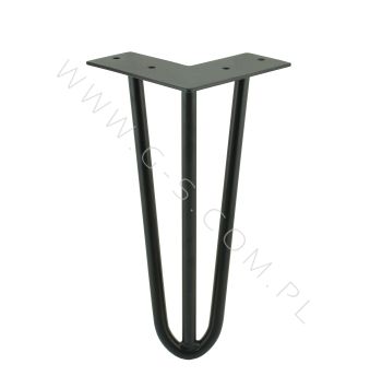 [25 CM] Hairpin Möbelbein aus Stahl, 3-Stab mit Montageplatte, Schwarz matt