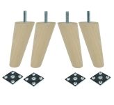 4 St. [10 CM] Holz Buche Massivholz  Schräg Möbelfüße 45/25 mm mit gewindebolzen M8 x 25 mm und Montageplatten