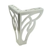 [13 CM] Möbelbein aus Stahl, dreieckig mit blumiges Design, mit Befestigungslöchern, gebürsteter Stahl