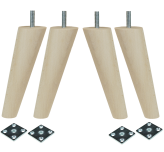 4 St. [15 CM] Holz Buche Massivholz  Schräg Möbelfüße 45/25 mm mit gewindebolzen M8 x 25 mm und Montageplatten