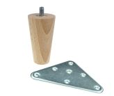 [6 CM] Holz Buche  Massivholz  Gerade Möbelfüße 45/25 mm mit Montageplatte