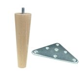 [20 CM] Holz Buche  Massivholz  Gerade Möbelfüße 45/25 mm mit Montageplatte