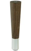 Nóżka dębowa prosta stożek 20 cm bejca czekolada, z nakładką inox