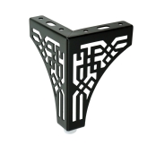 [13 CM] Möbelbein aus Stahl, dreieckig mit gestreiftem Design, mit Befestigungslöchern, Schwarz matt