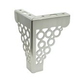 [13 CM] Möbelbein aus Stahl, dreieckig mit rundem Design, mit Befestigungslöchern, gebürsteter Stahl 