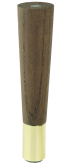 Nóżka dębowa prosta stożek 20 cm bejca czekolada, z nakładką mosiężną