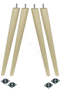 4 St. [45 CM] Holz Buche Massivholz  Schräg Möbelfüße 45/25 mm mit gewindebolzen M8 x 25 mm und Montageplatten